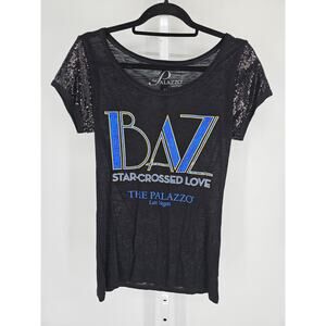 Palazzo Las Vegas Womens Sz XL T Shirt Baz Star Crossed Love Sequins